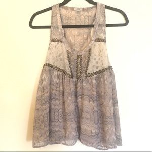 Ecote Sleeveless Sheer Snakeskin Print Blouse Med.